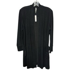 Soma Cozy/Luxe Wrap Black Ultra Soft Open Front Longline Pocket Cardigan Medium